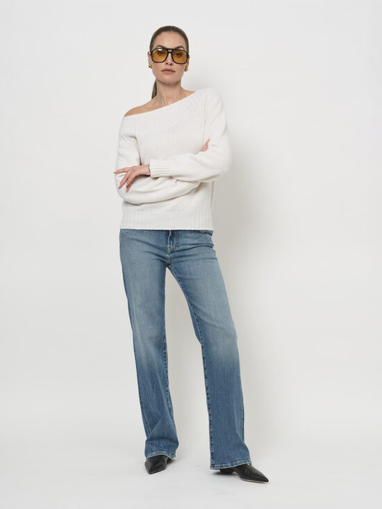 Sieviešu vilnas un kašmira džemperis ar atvērtu plecu dizainu 