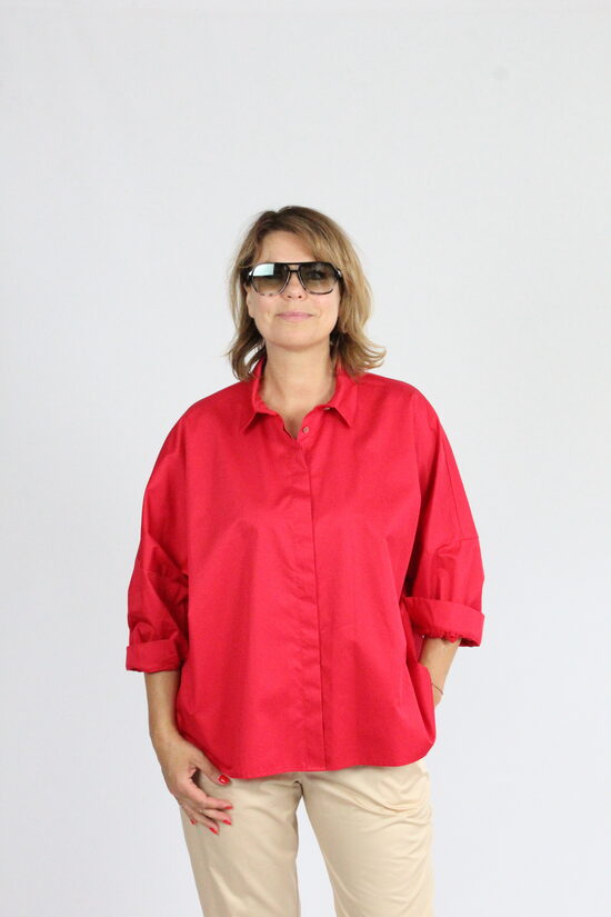 Sarkana kokvilnas blūze / B0119