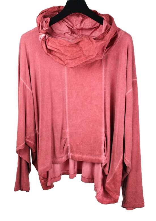 Sieviešu tops ar apjomīgu apkakli / red