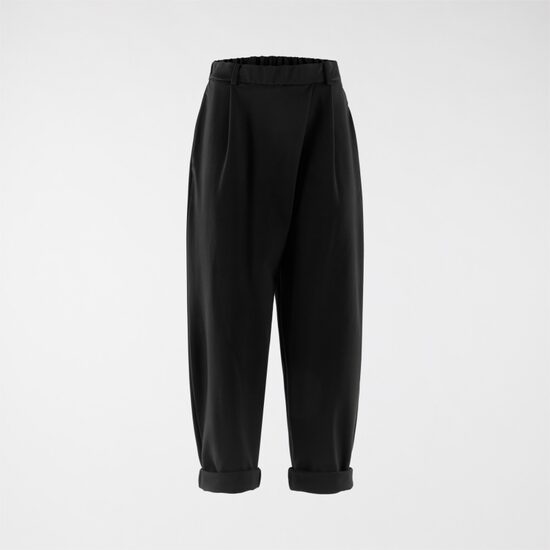 Melnas sieviešu bikses ar ieloci un gumiju 