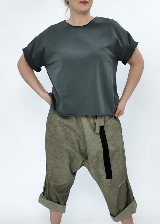 Pelēks sieviešu biezās kokvilnas tops