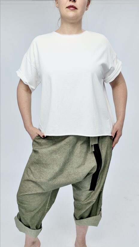 Balts sieviešu biezās kokvilnas tops 