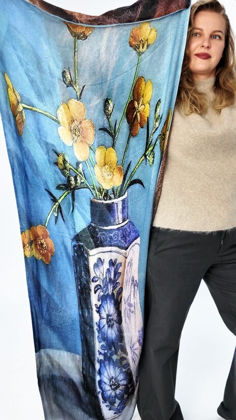 Divpusēja šalle "Zirgs un vāze'' / 70x180cm