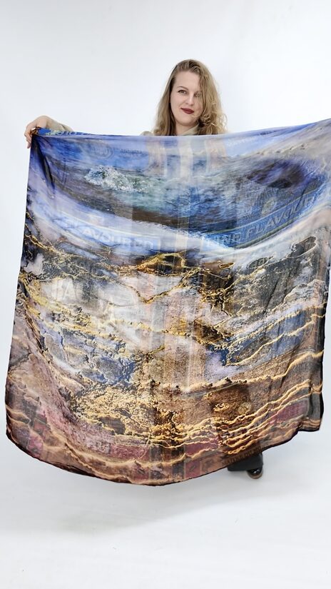 Divpusēja šalle ''ICE COFFEE" / 140x135cm